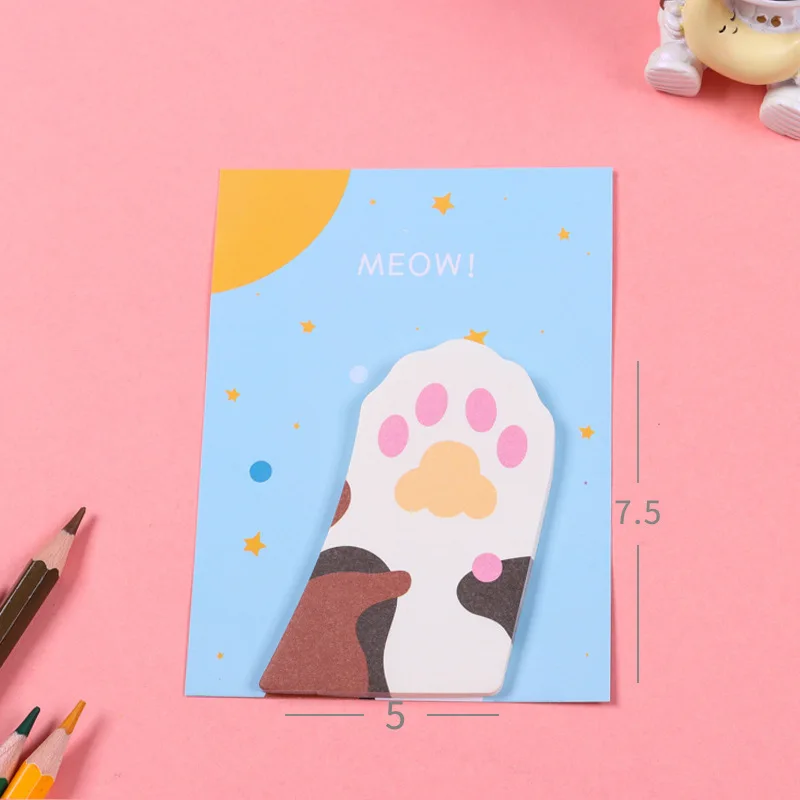 5 Piece Adhesive Cat Paw Meow Sticky Notes Notepad Memo Pad Stationery Sticker