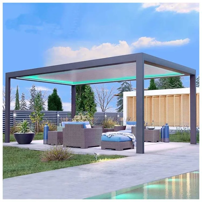 【Hot Sale】Motorized Aluminum Sun Shade Waterproof Aluminium Louvered Roof Pergola Pavilion Type Product