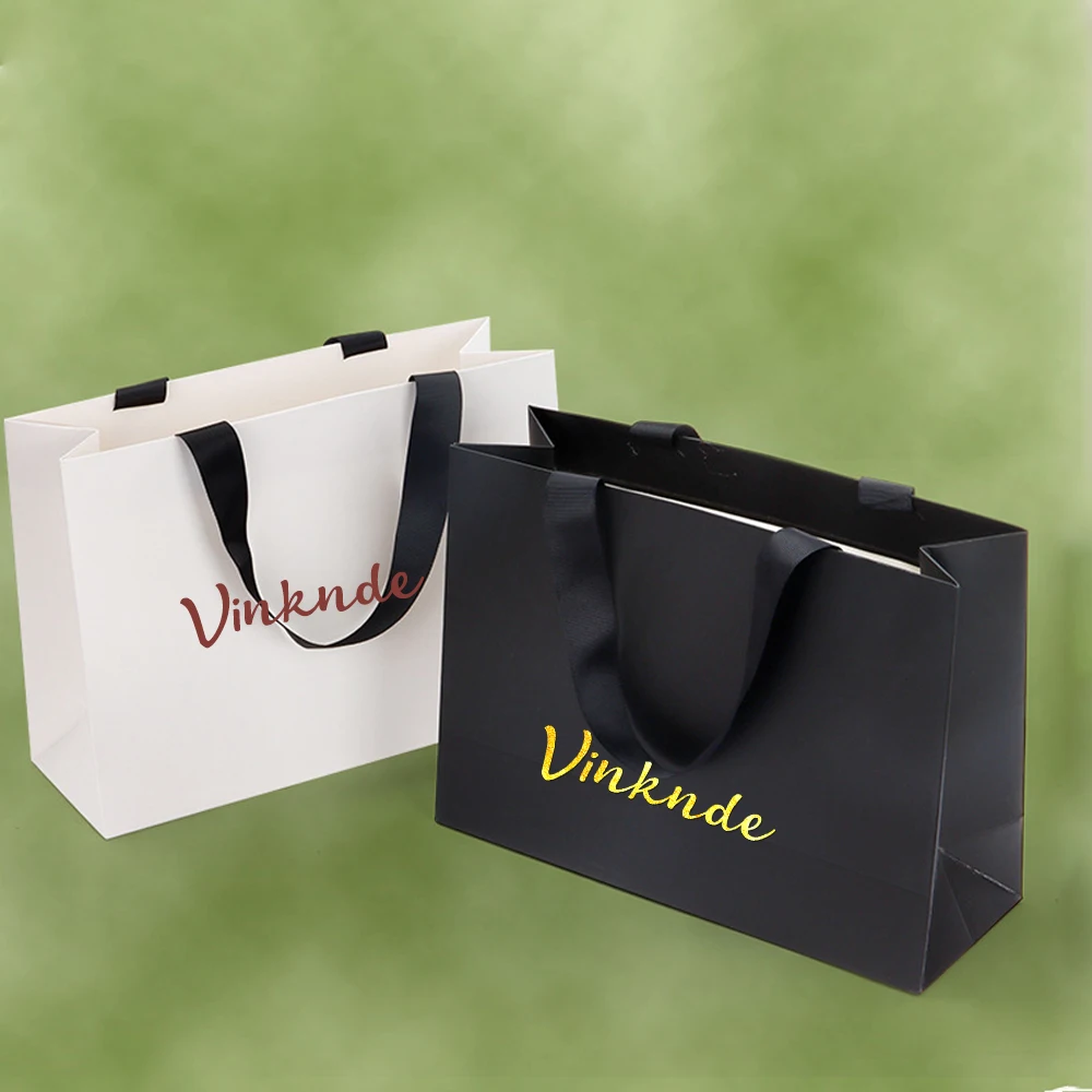 

10pcs Personalized Blue Paper Bag Clothing Store Handbag Gift Cosmetic Bag Shirt Jacket Product Packaging Bag Print Logo