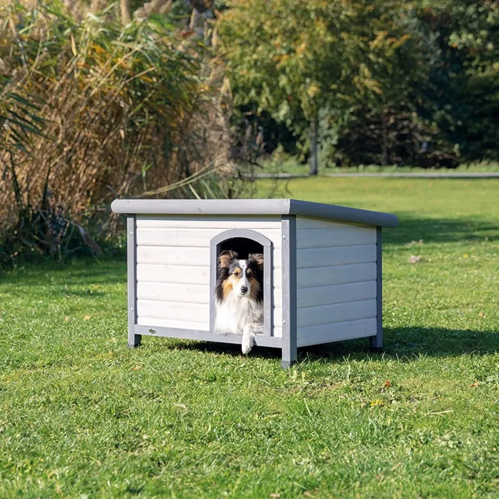 Small Classic Outdoor Dog House Weatherproof Finish Elevated Floor Puppy Kennel for Indoor Dogs Pet Supplies Products Home