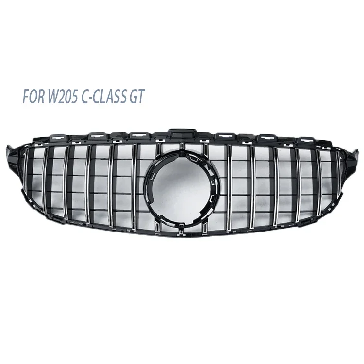 2019 2020 2021 W205 GT style Parts without  hole black silver front bumper GRILL For BENZ C CLASS