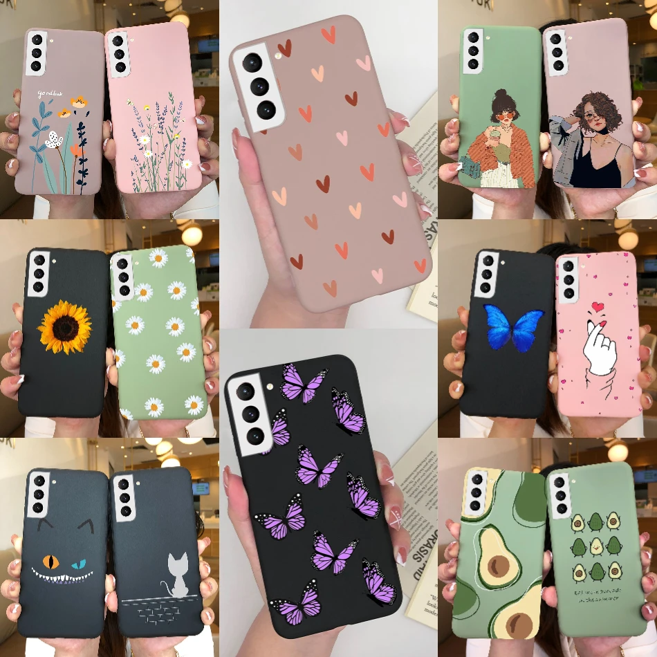 Etui na telefon Samsung Galaxy S21 S 21 FE Plus Ultra Butterfly Heart Girl Miękka silikonowa osłona tylna do Galaxy S21 Funda