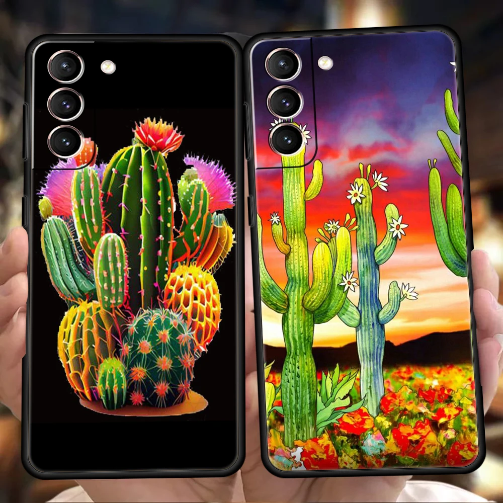 Plant Cactus Phone Case for Samsung Galaxy S24 S23 S22 S20 S21 FE Ultra S10 S10E S9 S8 Plus 5G Silicone Soft Cover Coque Capas