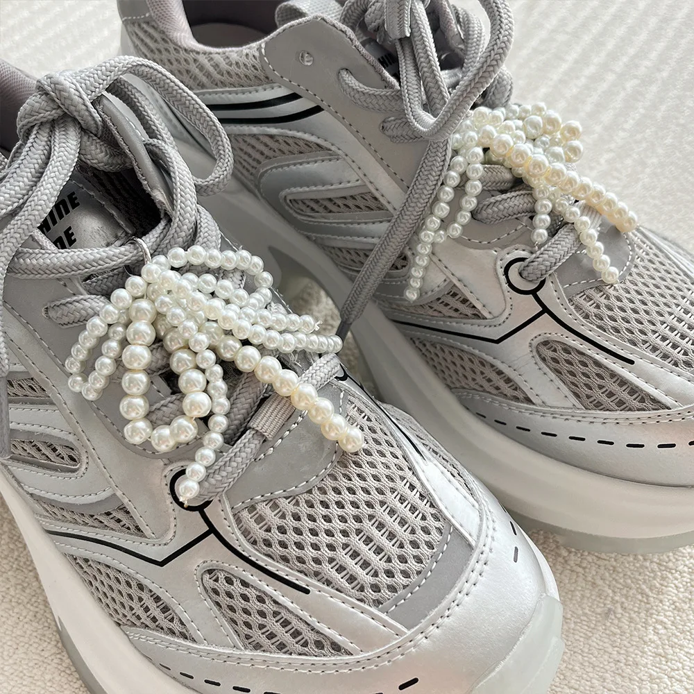 Beautiful Shoelaces Clips Buckle Decorations Tassel Bowknot Pearl Shoe Charms Pendant For Girls Sneakers Casual Shoes Accessory