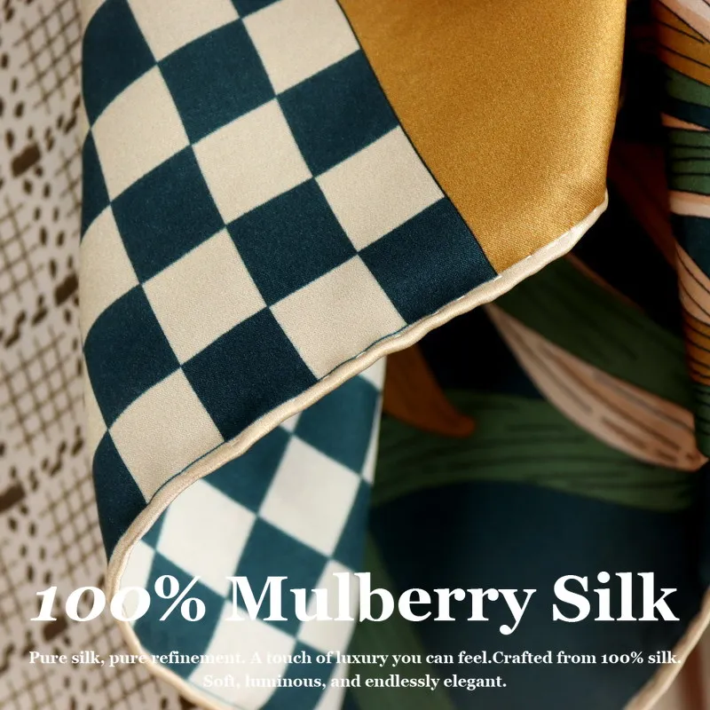 

Новый винтажный ретро-шарф из натурального шелка, 110 см, квадратный, 100% тутовый шелк, с ручной подгибкой края, женский, люксовый, дизайнерский, с цветочным узором, фулярд