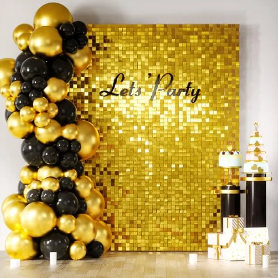 

Shimmer Wall Backdrop 24 Panels Square Sequin Shimmer Backdrop Photo Backdrops for Birthday Anniversary Wedding Graduation and