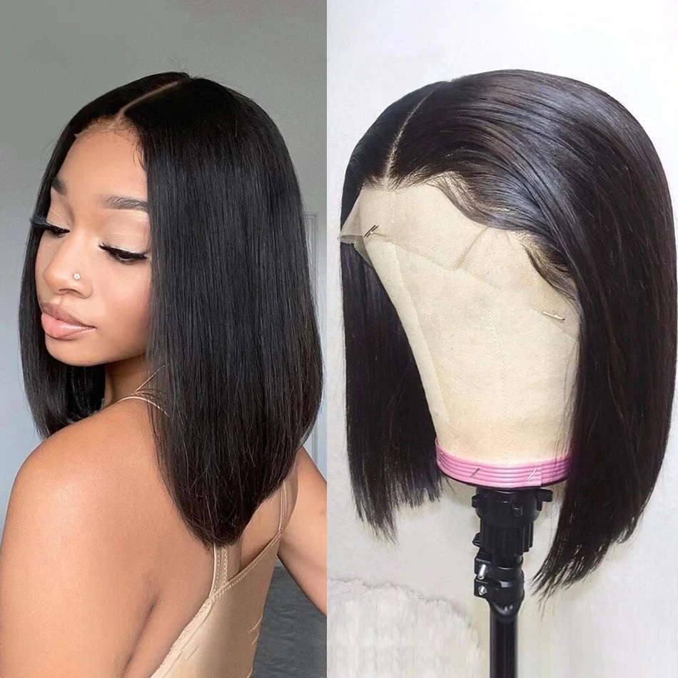 Transparente Spitze Bob Perücke Spitze Frontal Echthaar Perücken kurze Pixie Cut Perücke Seitenteil Bob Perücke für Frauen 13x4 Spitze Front Bob Perücke