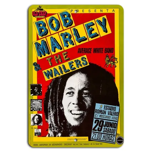 Bob & The Wailers Konzertplakat vom 29. Juni, Metallschild aus Aluminium