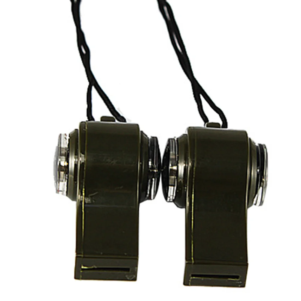 2 قطعة صفارات إنقاذ متعددة الوظائف 3 في 1 التخييم في الهواء الطلق التنزه ميزان الحرارة البوصلة الرقبة حزام 3 في 1 صفارات إنقاذ