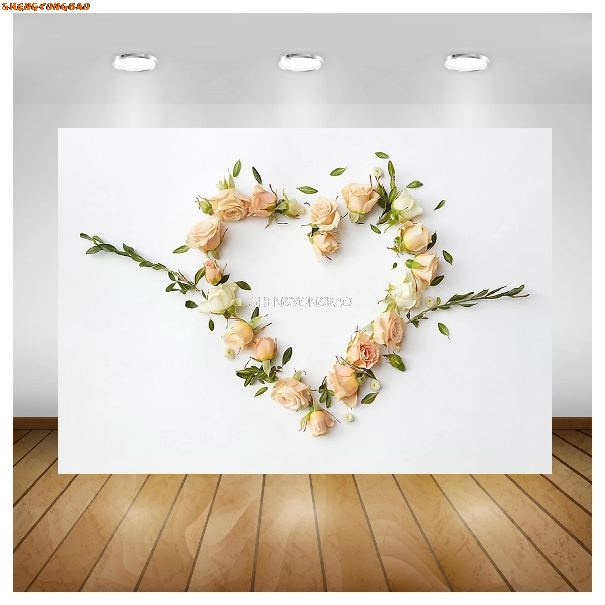 SHENGYONGBAO Valentine Day Photography Backgrounds Wedding Photo Rose Flower Wall Love Backdrop Photo Studio QR-03