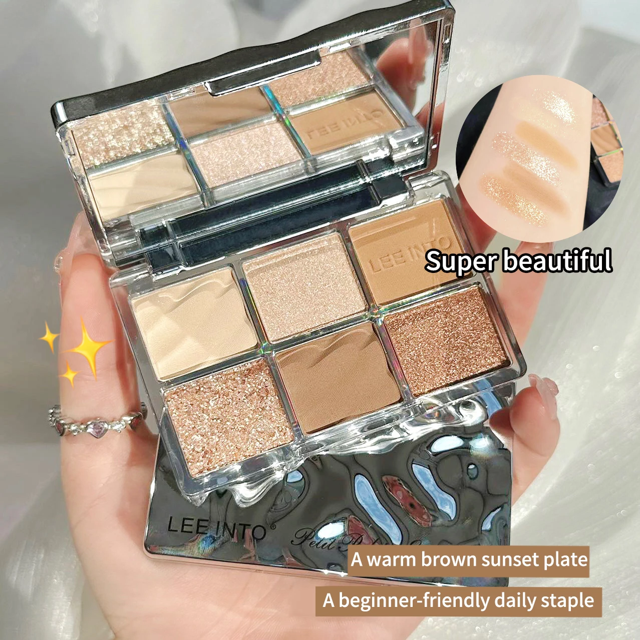 LEE INTO 6색 아이섀도우 팔레트, 매트 & 쉬머 피니시, 하이라이팅 & 컨투어, 롱래스팅 메이크업, 저채도 종합 아이섀도우 팔레트