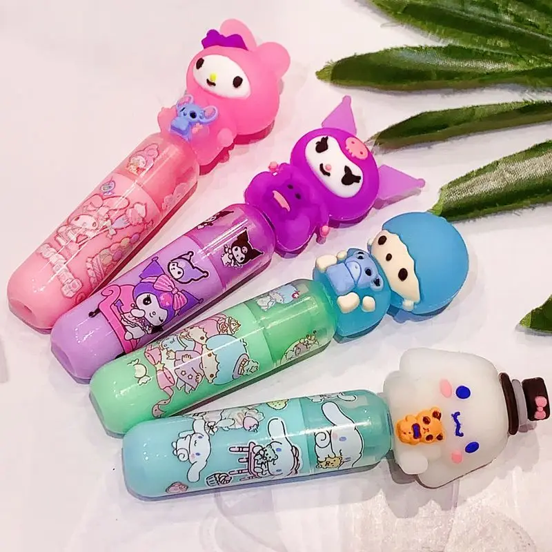 Sanrio 12/36pcs Cute Cartoon Mini Fluorescent Pen Creative Multi-Color Marker Students Draw Key Painting Marker Pen Stationery