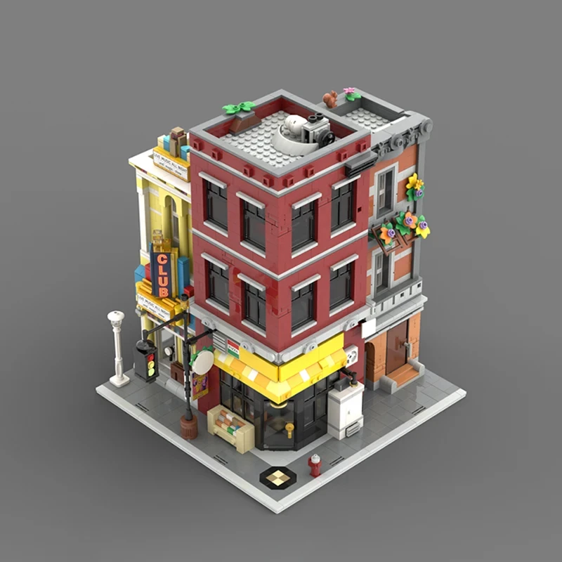 2745PCS MOC straatscène modulair gebouw hoek deli en clubmodel assemblage bouwsteenspeelgoed verjaardagscadeau voor kinderen
