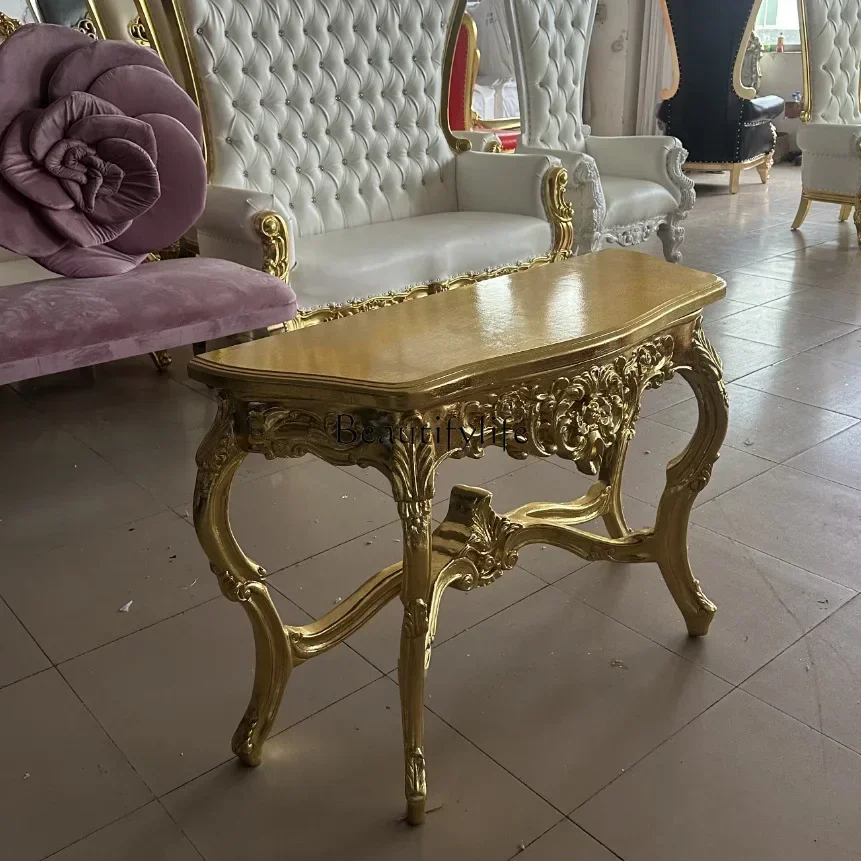 D06retro منحوتة الشرفة العتيقة الجدول الزخرفية خزانة مضمد طاولة جانبية على الحائط