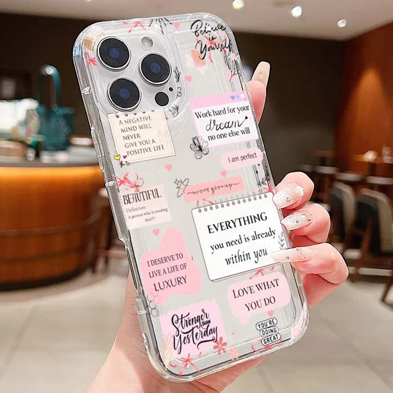 Slogan Pattern Simple Thickened Anti-Fall Phone Case For iPhoner 17 16 Pro Max Cases iPhone 15 14 13 12 11 XS 7 8 Plus 16e Cover - Image 4