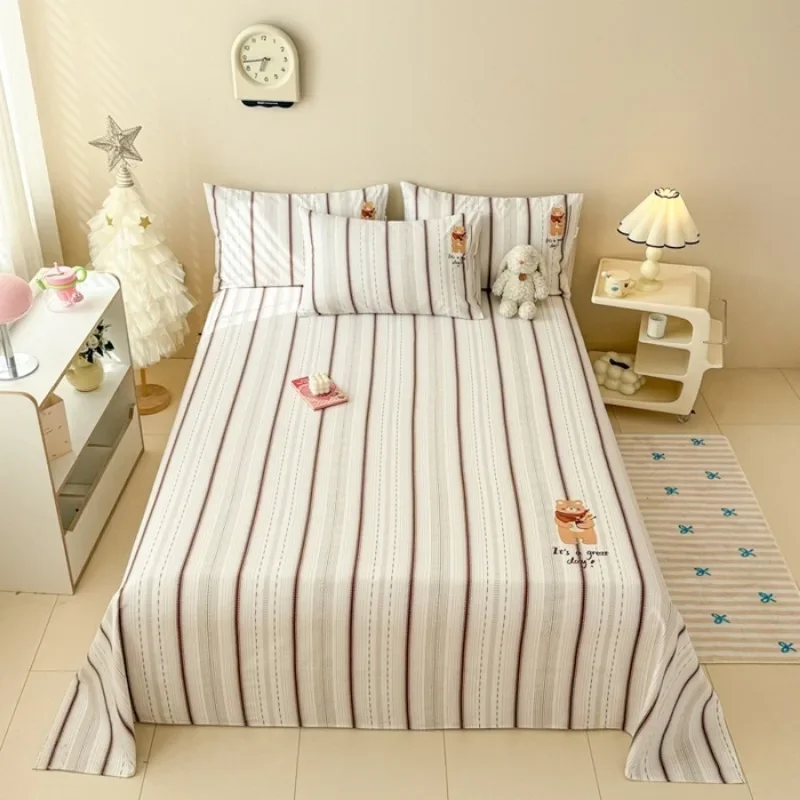

Old coarse cloth spring and summer new cotton pure cotton cloth heat transfer single product bed sheet, soft and comfortable
