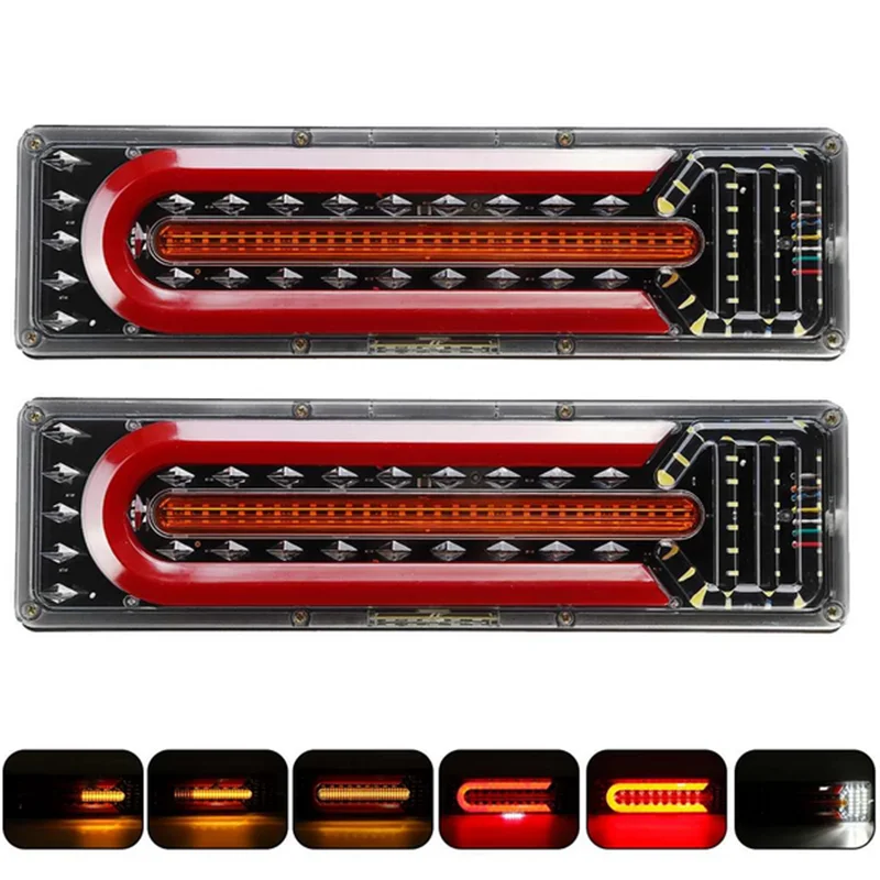 

2x LED Trailer Tail Light Dynamic Flowing Turn Signal Indicator Truck Light Assembly System Tail Lamp 12V Lorry Camper Caravan