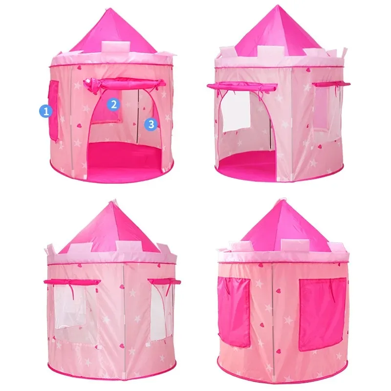 Pink Portable Toy Tent Children Indoor Outdoor Playhouse Breathable Garden Foldable Gamehouse Kids Castle Toy Girls Gifts