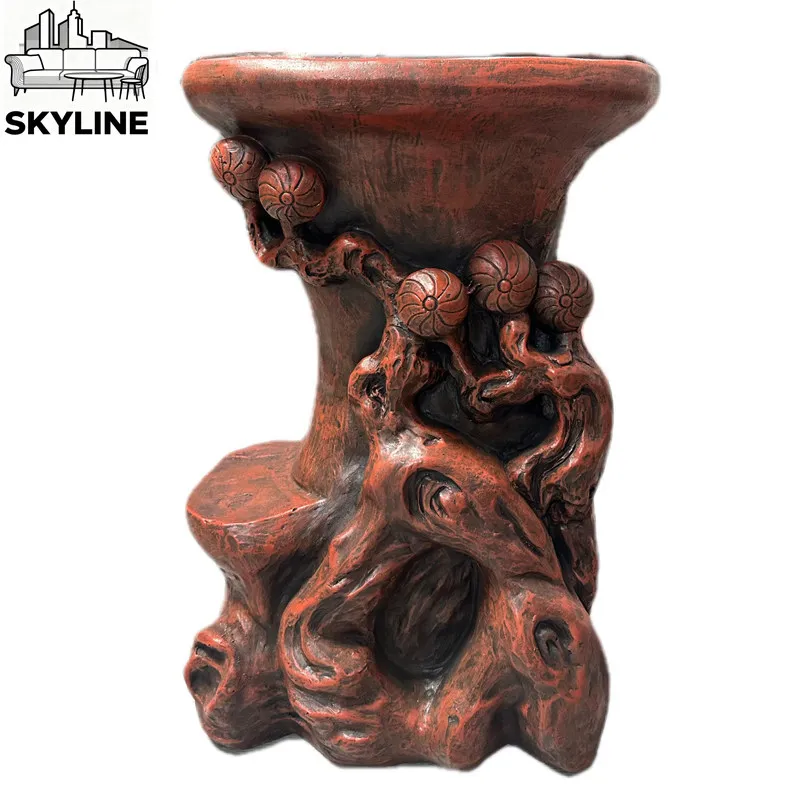 

Rockery base ornament living room imitation wood stone table shelf flower stand floor decoration