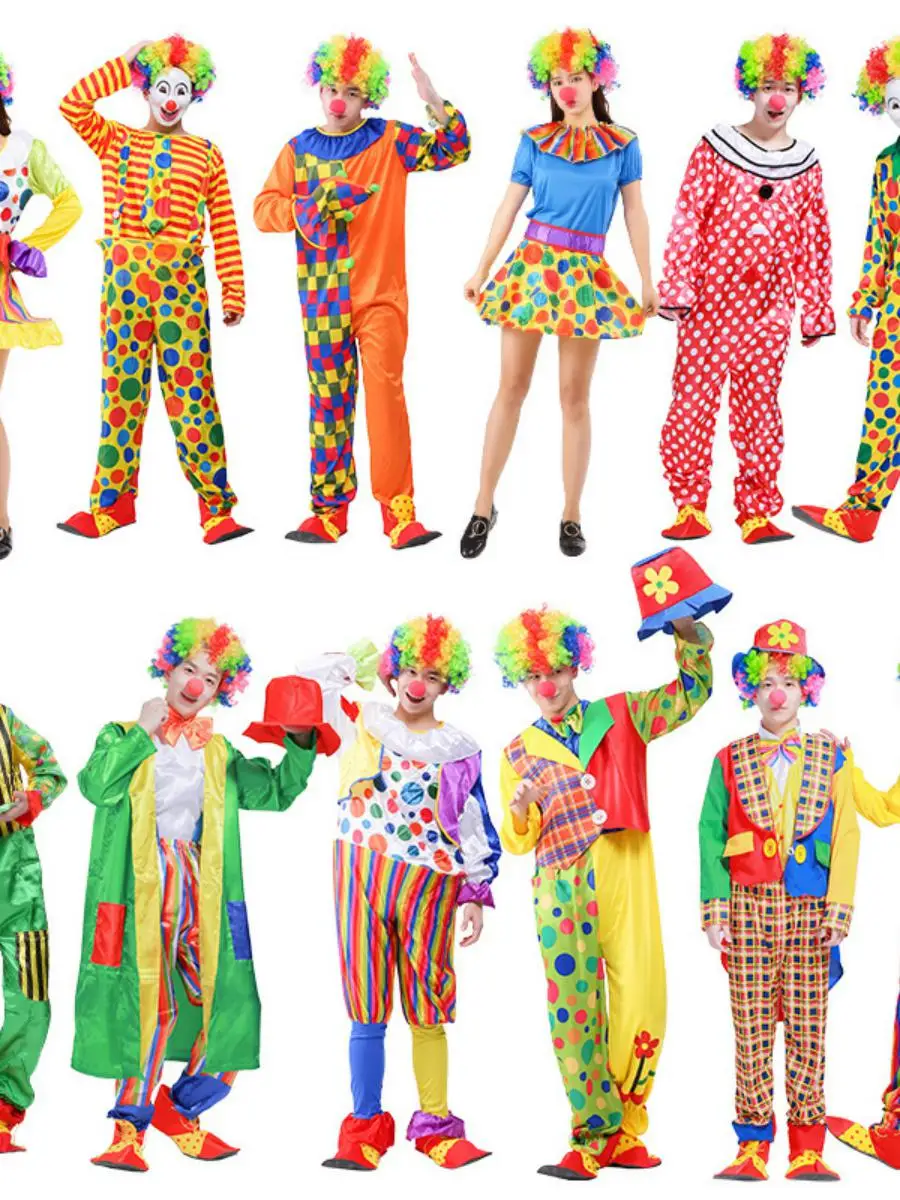Neues Halloween-Kostüm für Erwachsene, Clown-Outfit, für Herren und Damen, Zirkus-Performance-Kostüm, Festival-Performance, Dr up