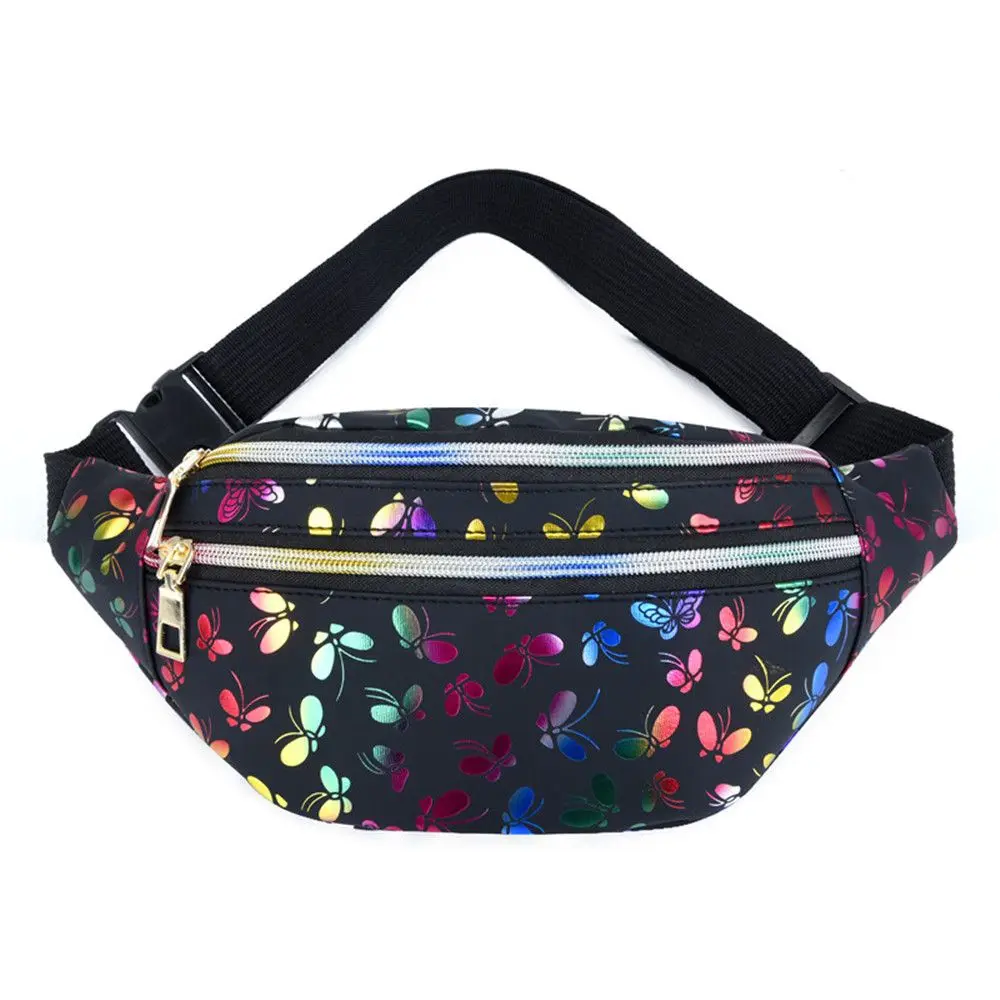 Printed Waist Bag Women Fanny Pack Colorful Girls Bum Bag Travel Cartoon Belt`s Bag Festival Mobile Phone Pouch Purse