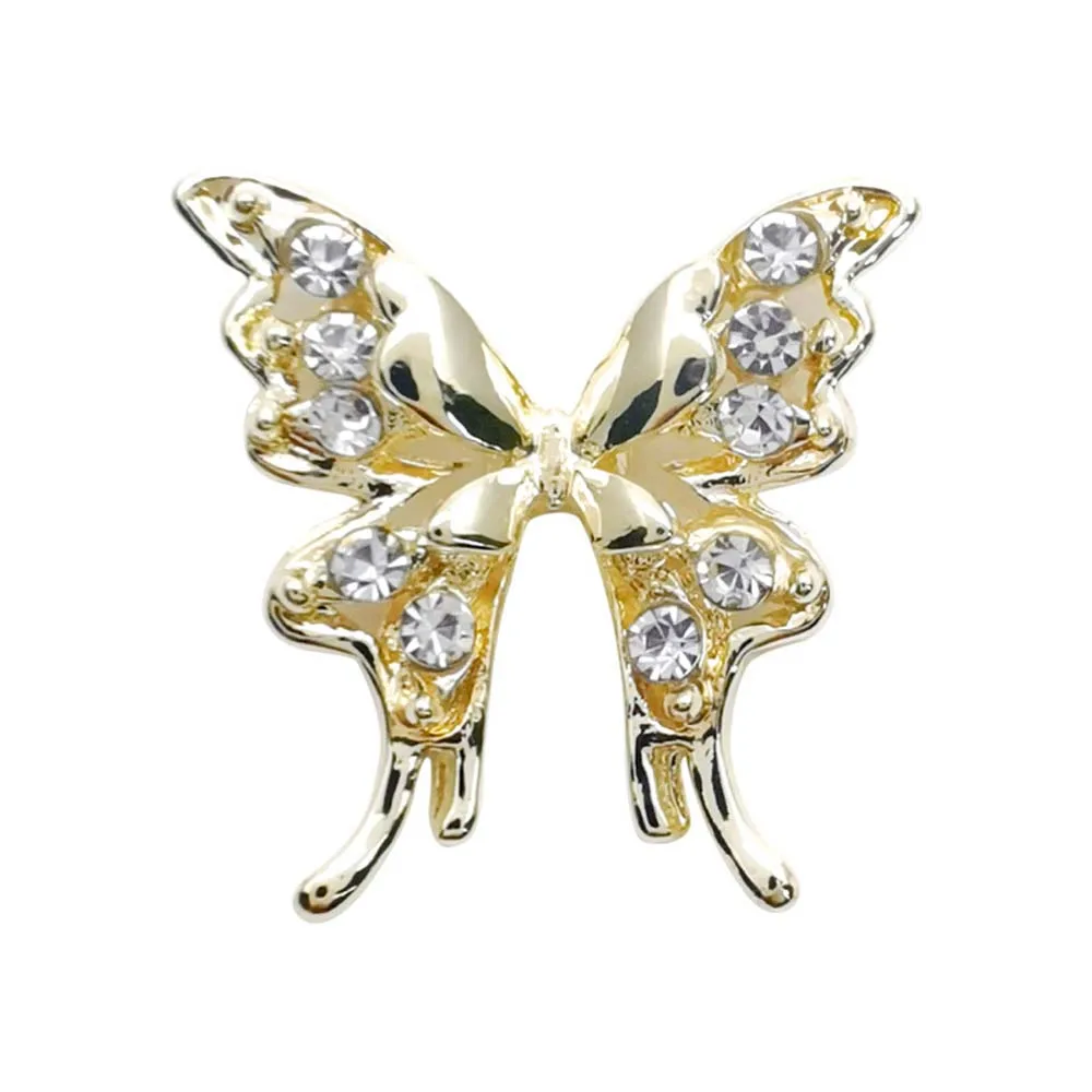 10Pcs Alloy Butterfly Wings Nail Parts Metal Half Butterfly Nail Art Charms Gold/Silver Hollow 3D Diamond Crystals Decorations