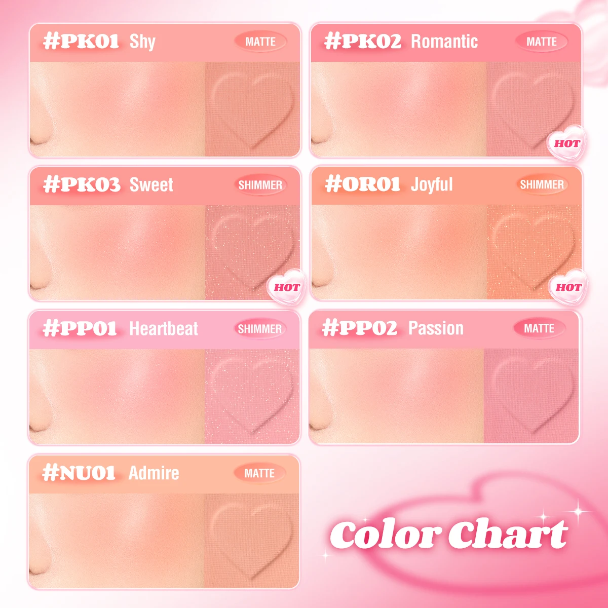 PINKFLASH 매트 내추럴 블러셔 파우더 팔레트, 고 안료, 뺨 색조, 비 케이키 혼합, 경량 페이스 블러셔 파우더 메이크업