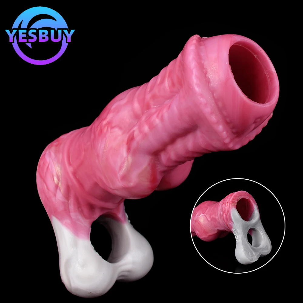 

YESBUY Monster Penis Sheath Big Knot Dildo Sleeve Male Cock Enlargement Masturbator Sex Toy For Couple Anal G Spot Stimulator