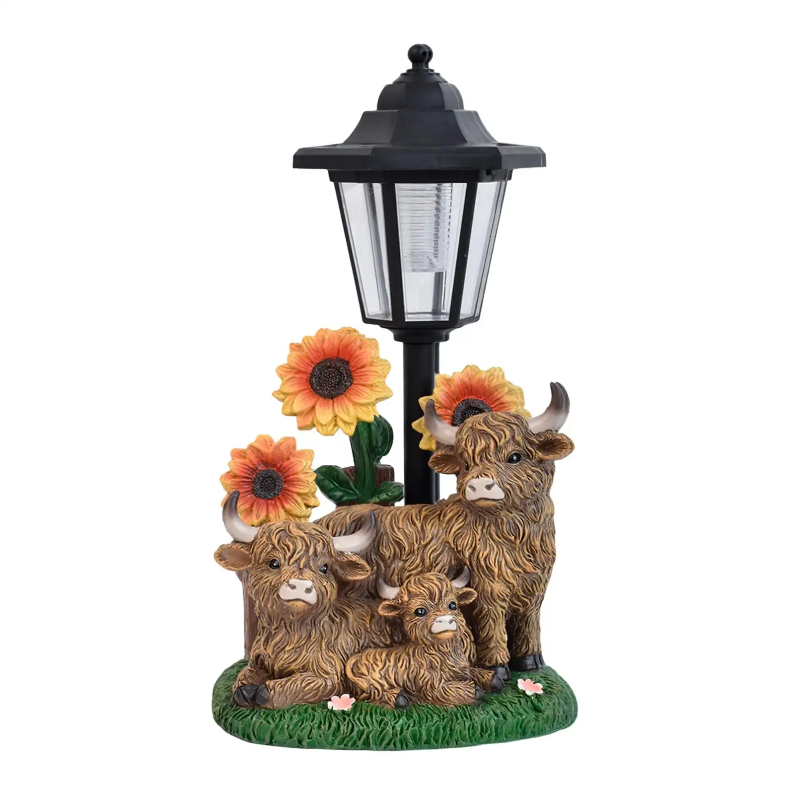 Solar Powered Garden Statues Weatherproof Resin Cow Figurine Lamp Decor Cow Sculpture Solar Light For Farmhouse Garden Yard Lawn