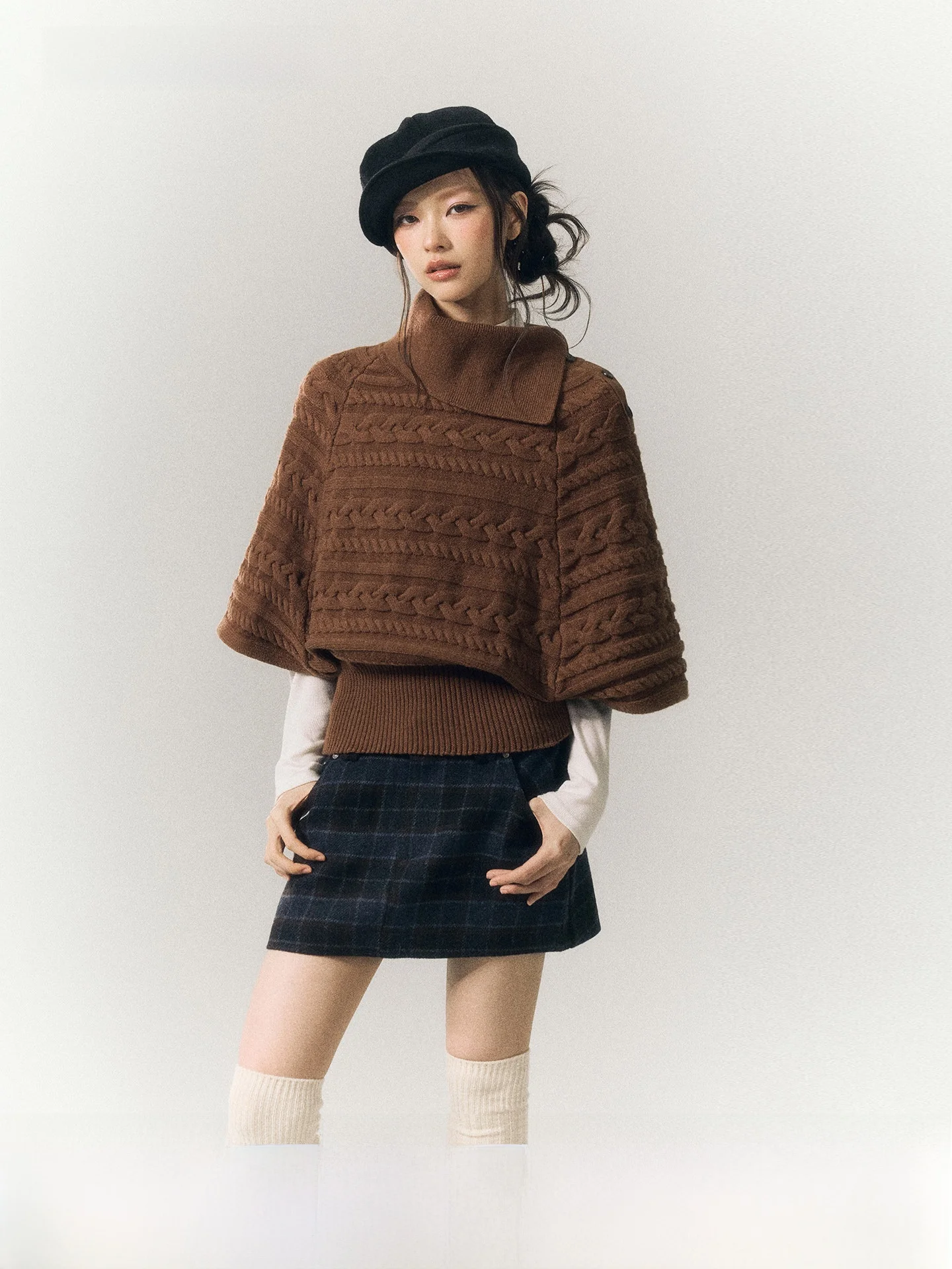 

SereneEase Lazy Sle вязаный свитер с воротником пальто повседневное с высоким воротником осень Новое поступление удобный свободный крой теплый