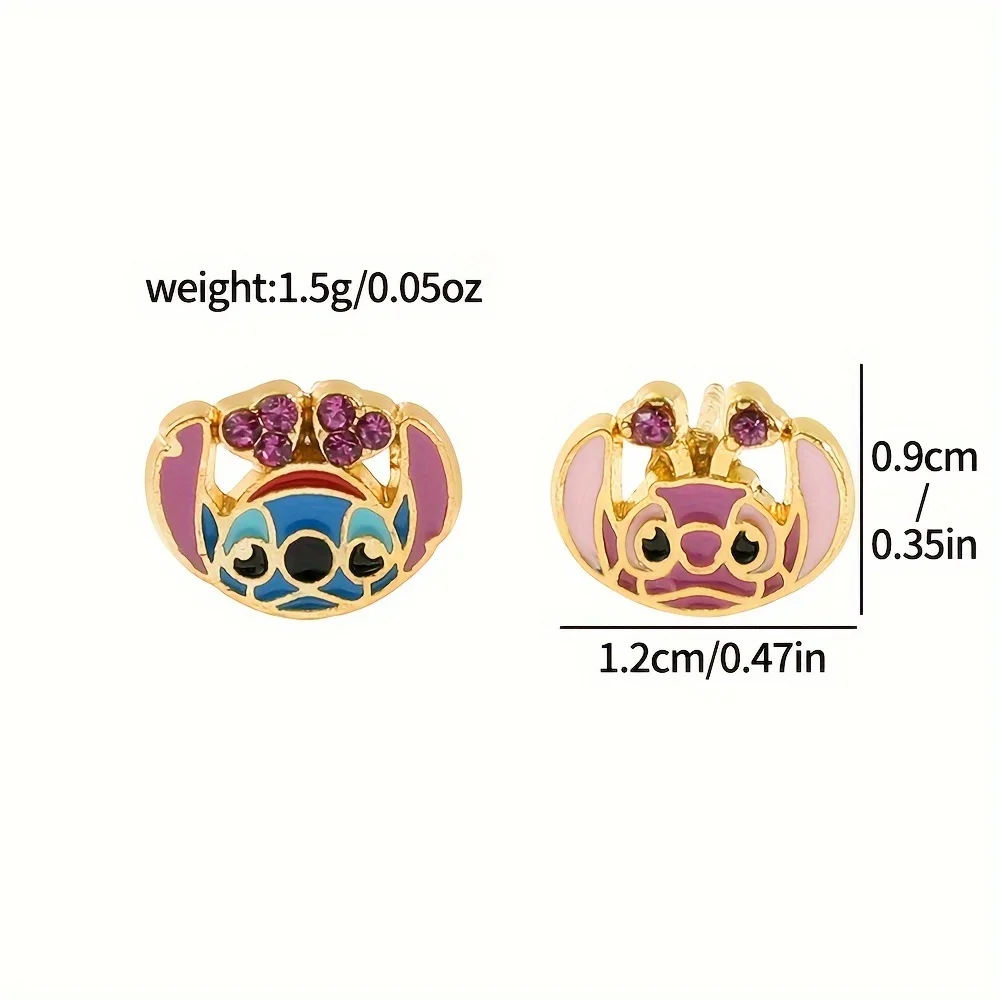 Disney 2pcs/set Mickey Minnie, Winnie the Pooh earrings, cute sweet earrings,for daily outings travels,Valentine's Day gifts view 3