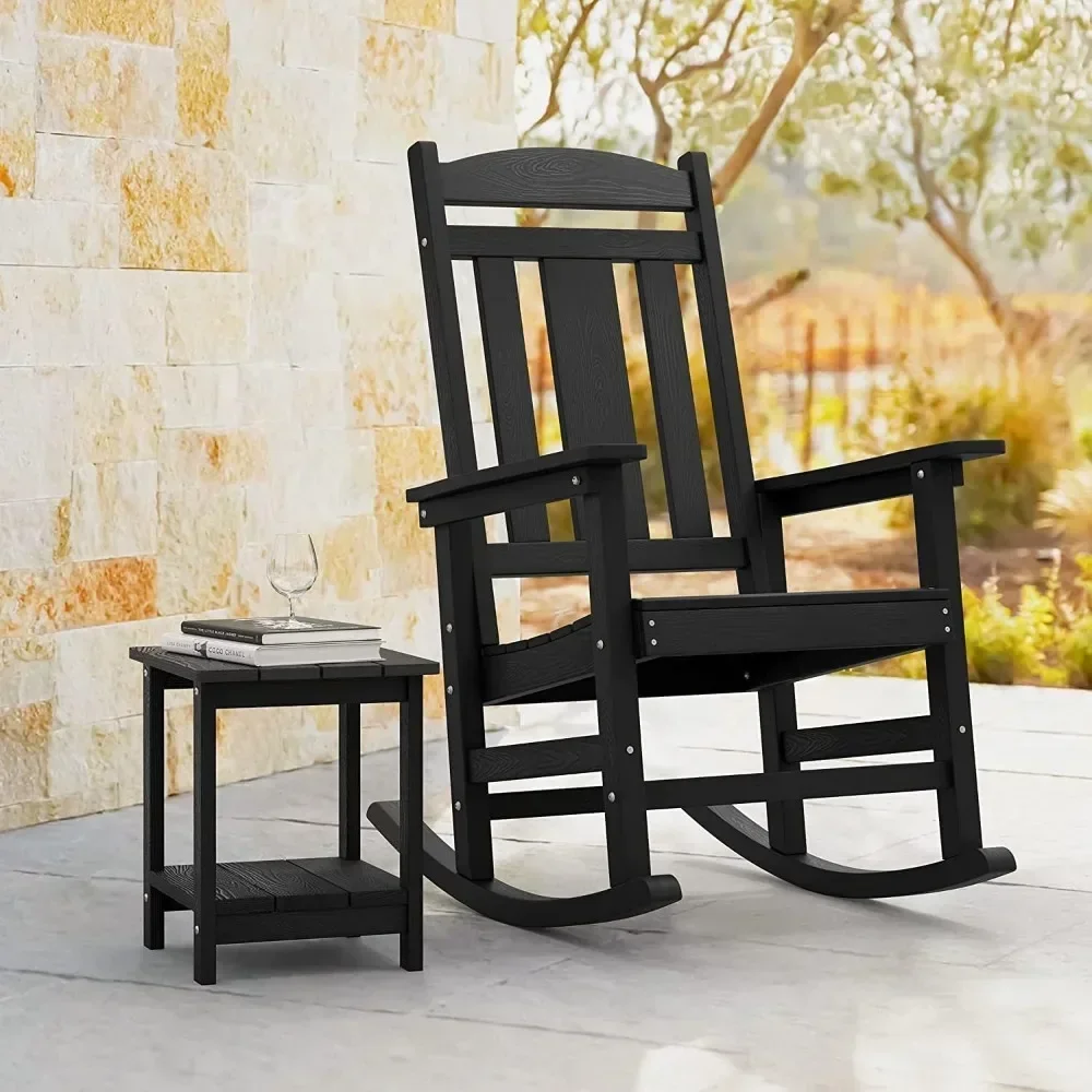 Outdoor Rocking Chairs, Weather Resistant Poly Plastic Rocker,  Adult Chairs, High Back Chair for Outdoor & Indoor