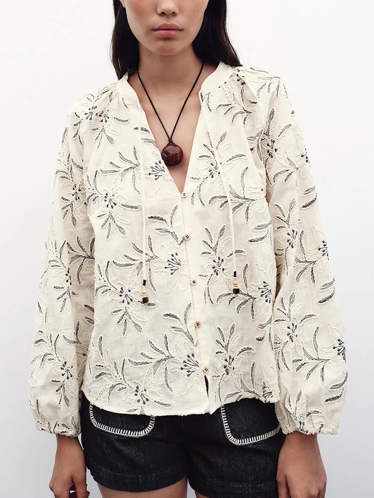 

Новое осеннее поступление, женский повседневный универсальный длинный свек irt с вышивкой, этнический сценический костюм, футболка, блузка