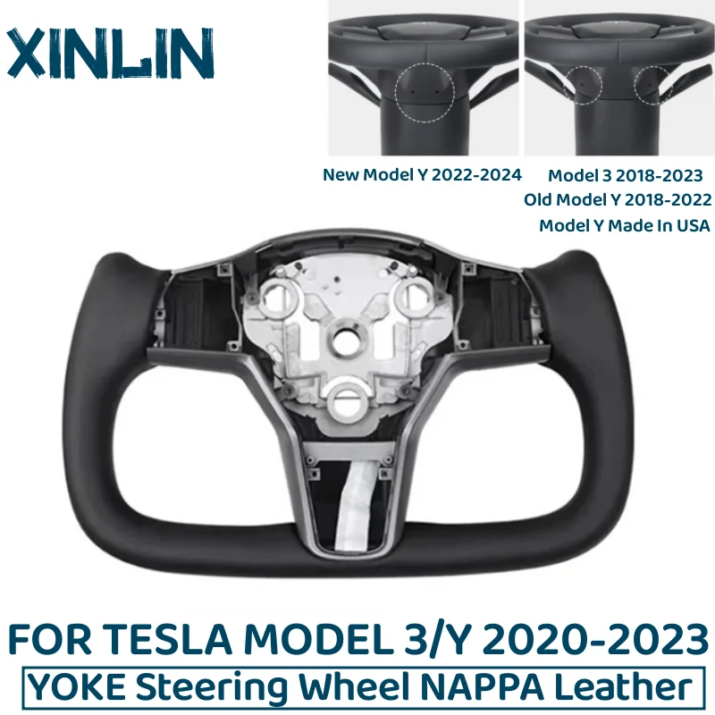 

Yoke Steering Wheel For Tesla Model 3/Y 350/370mm Heating Optional Personalized NAPP Leather Car Steering Wheel Accessories 2023