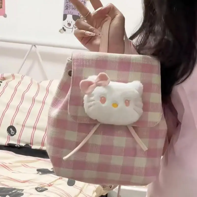 

Hello Kitty Kawaii Creative New Shoulders Bag Miniso Anime Cute Cartoon Portable Small Backpack with Double Shoulders Girl Gift