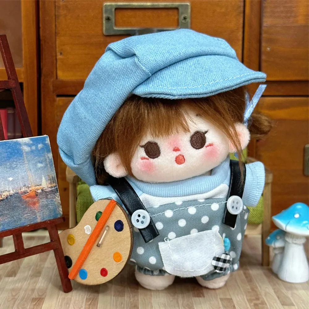 

Little Painter 10cm Cotton Doll Clothes Cowboy Hat Strap Pants Doll Clothes Outfit Lovely Creative Doll Clothes Set