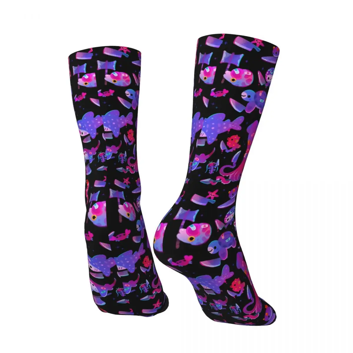 Happy Funny Men's compression Socks Stabby Marine Life Retro Harajuku Shark in The Deep Sea Hip Hop Casual Crew Crazy Sock