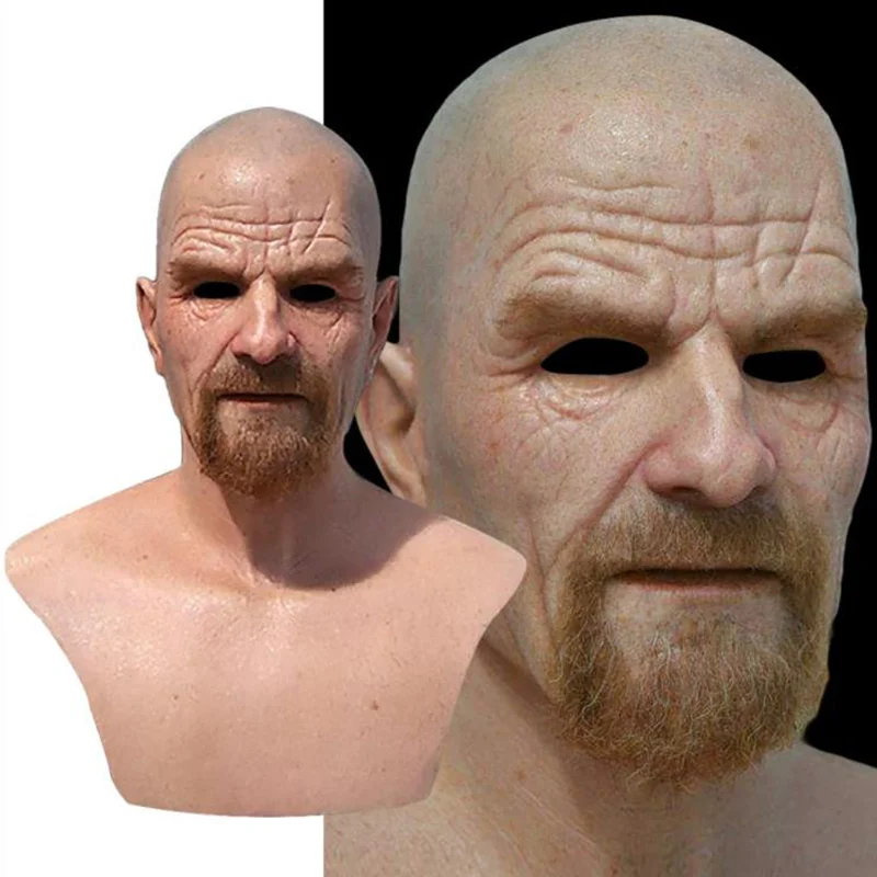 하이젠베르크 교수 라텍스 마스크 성인 할로윈 코스프레 파티 가면극 소품 대머리 사실적인 대머리 노인 마스크