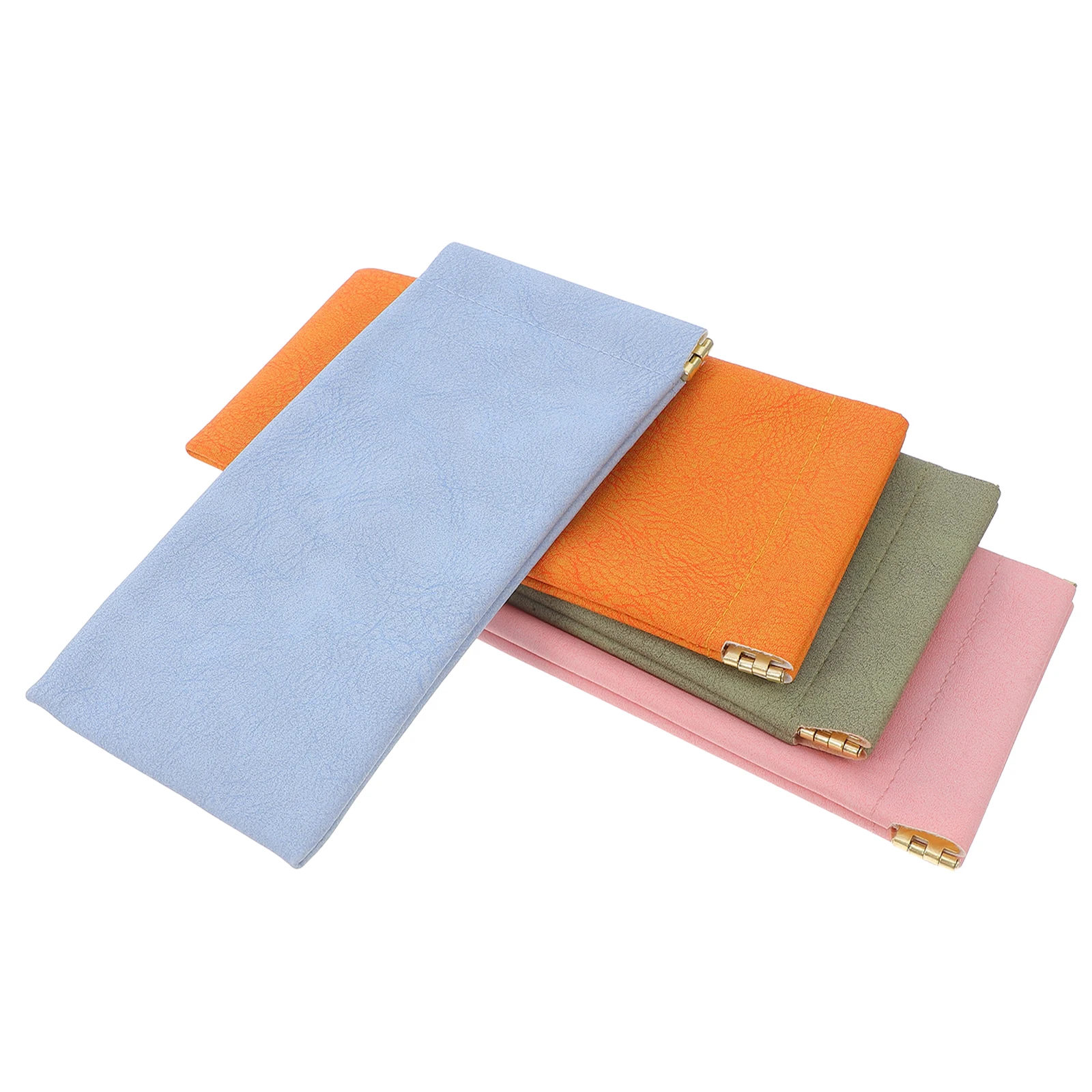 

4pcs Glasses Case Soft Sunglasses Storage Bag Orange Green Blue Pink No Zipper Protect Dust Scratch Portable Travel