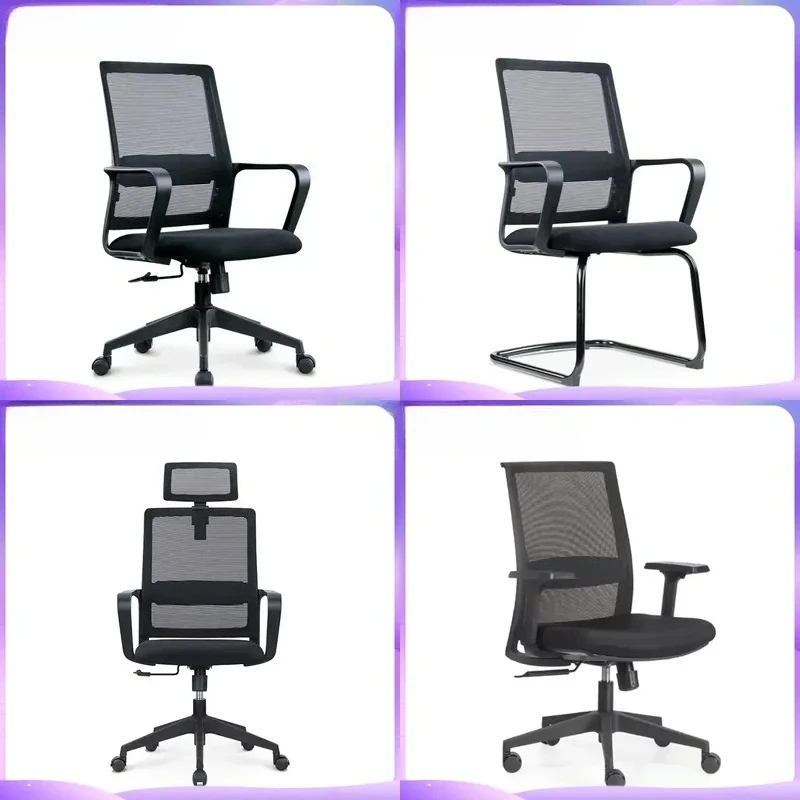 Cadeira de Escritório Ergonômica com Encosto Médio em Tela, Cadeira de Computador Giratória Respirável com Rodas, Cadeira de Tarefas Ajustável para Ca