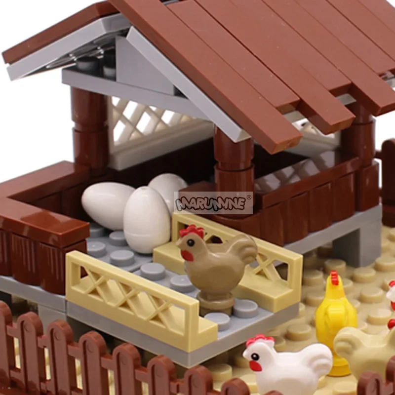 Marumine moc peças de tijolos frango ovo 30 peças compatíveis 24946 construção clássico amigos fazenda blocos de construção modelo acessório