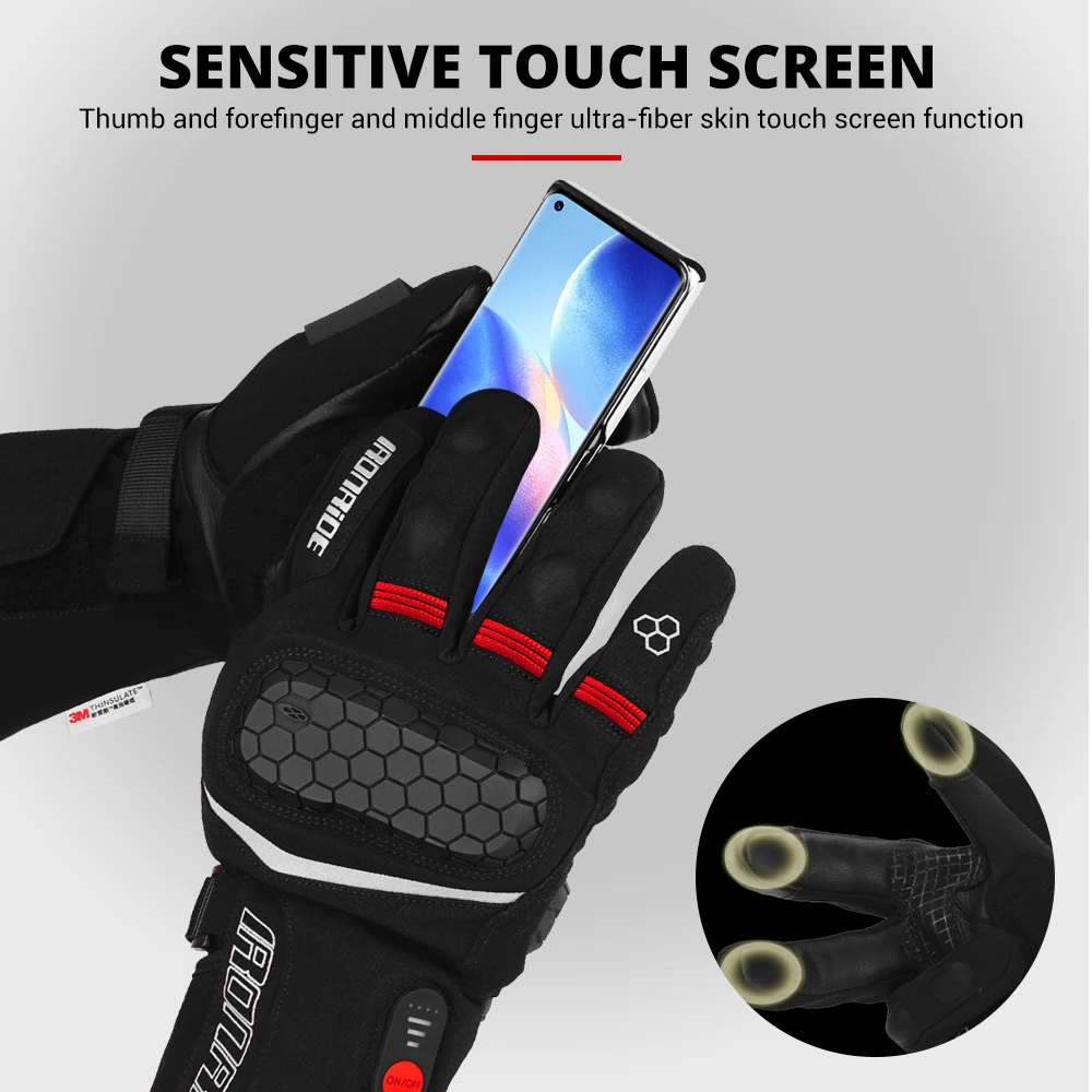 Motorcycle Riding Gloves, Lithium Battery Powered Warm Gloves, Outdoor Waterproof, Winter