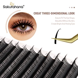 Sakurahana Wet Eyelash Extension Cosplay Type Spikes Lashes Cluster Premade Fans False Eyelashes for Makeup Natuhana