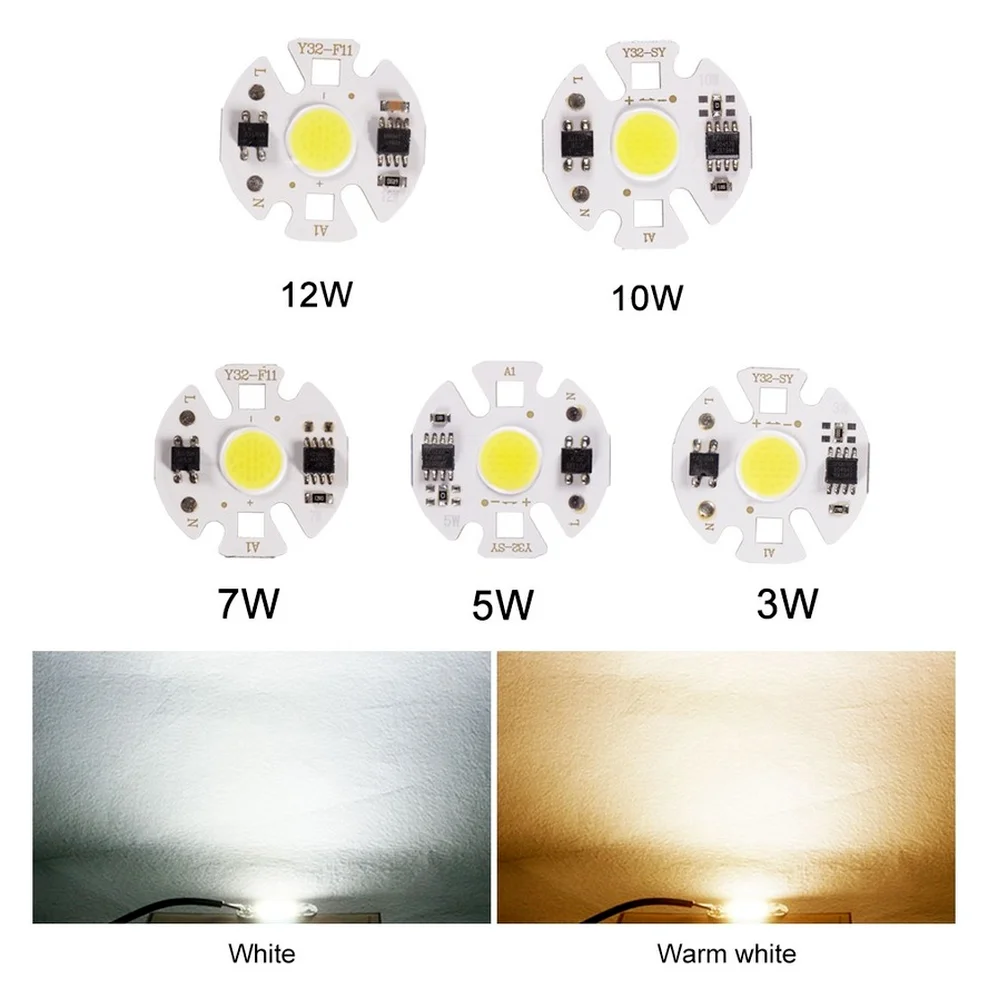 Led 칩 220V 미니 COB LED 매트릭스 비즈 칩 Y32 3W 5W 7W 10W 12W 투광 조명 스포트라이트용 드라이버 다이오드 비즈 필요 없음