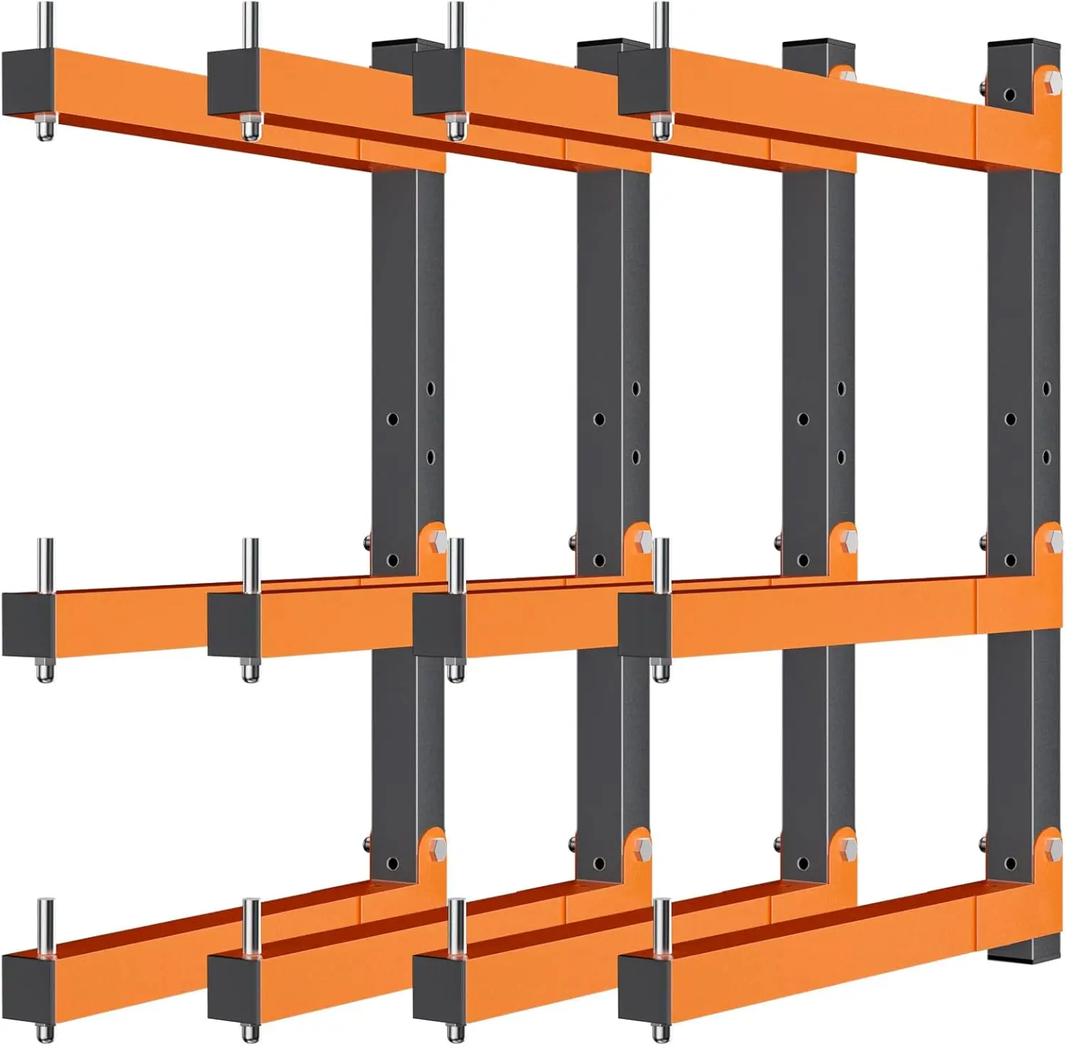 

Heavy Duty Wall-Mounted Lumber Storage Rack, 6-Level Holds 720 LBS, Orange Metal Shelf for Indoor & Outdoor - 4 Pack