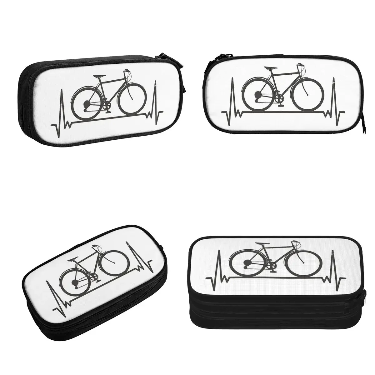 Heartbeat Bike Pencil Cases Large Storage Pen Bags Pen Box Pencil Pouch For Boys Girls Students Stationery School Office