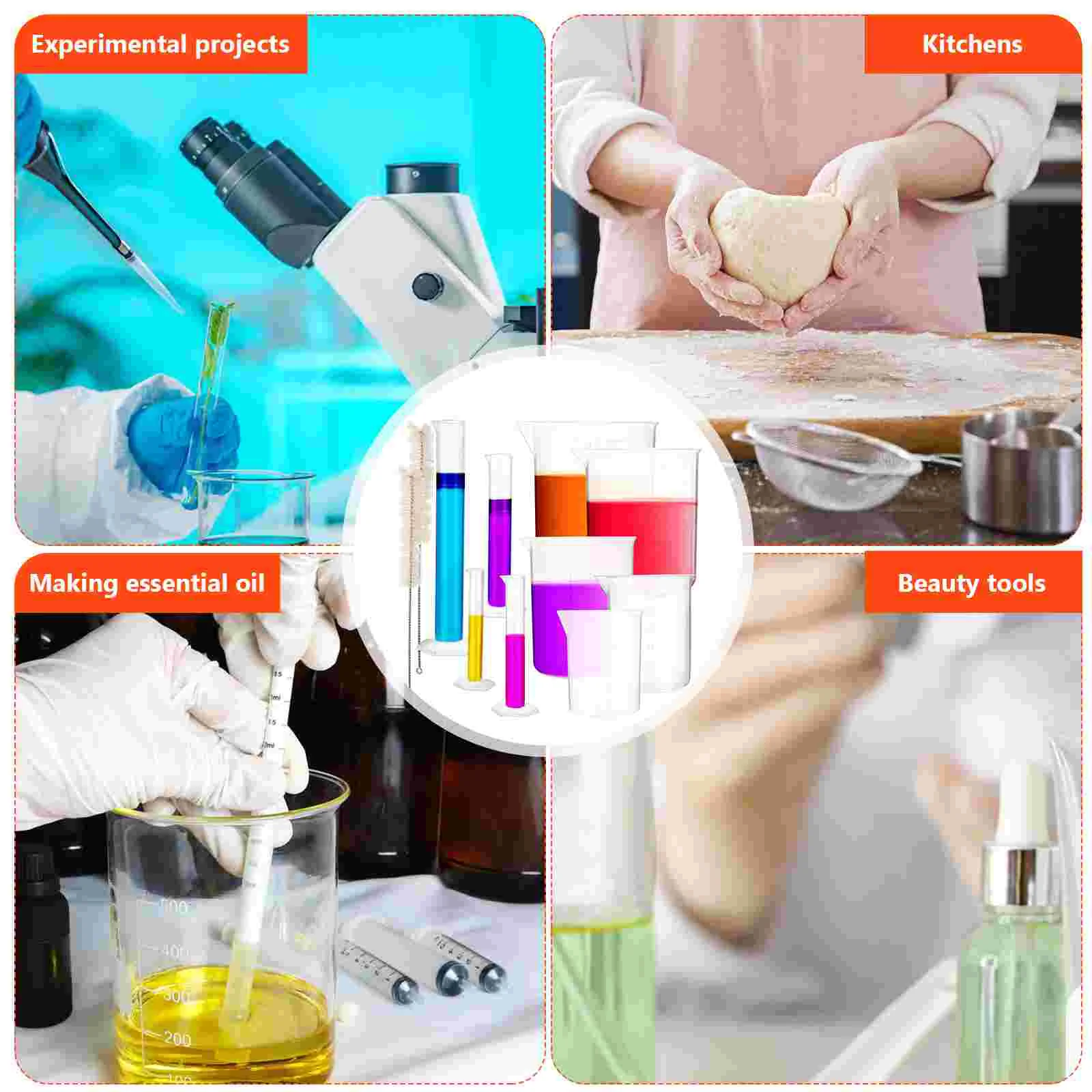 Conjunto De Cilindros Graduados De Plástico, Copos Com Tubo, Ferramentas De Medição, Cilindros De Experimento De Laboratório, 13Pcs