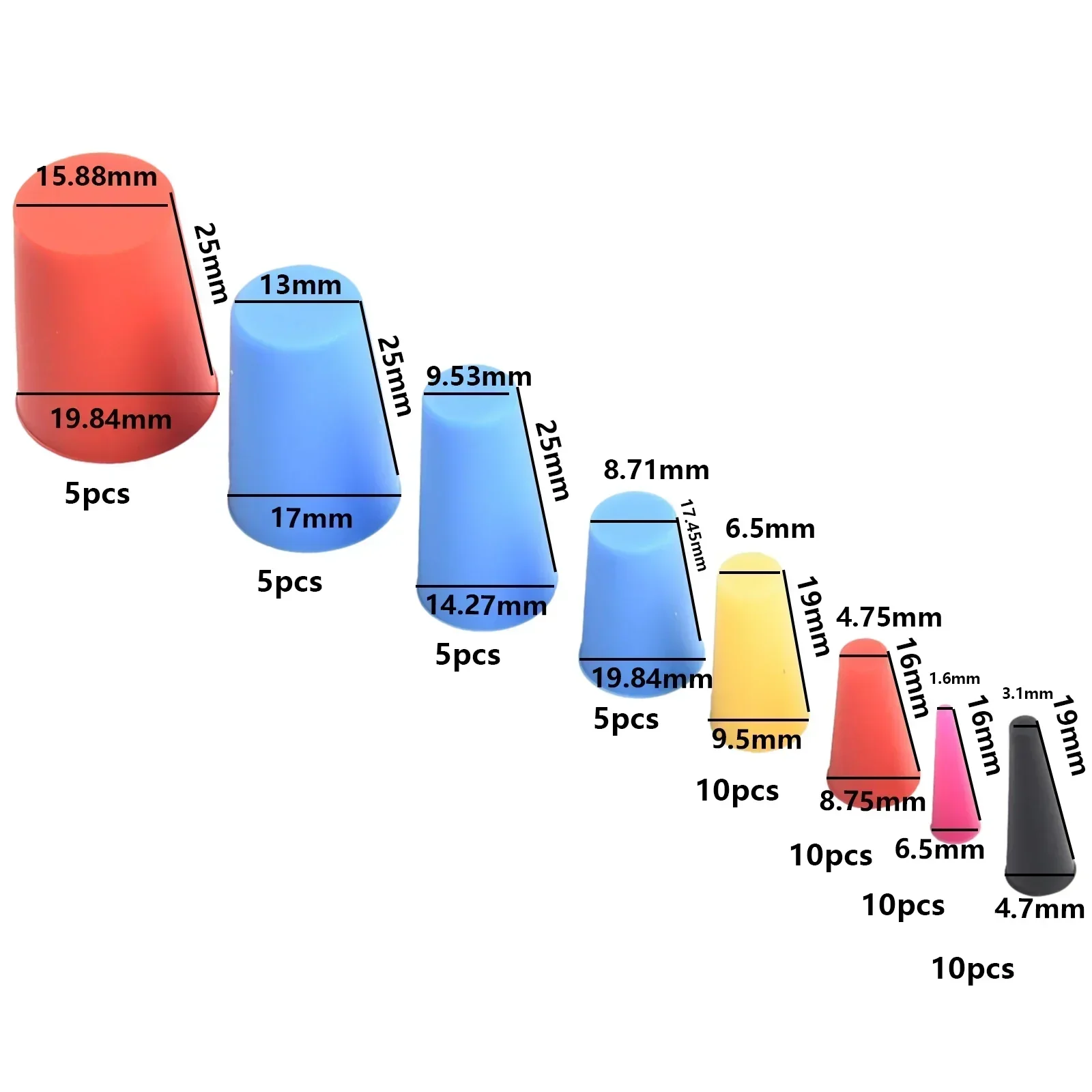 60 Pcs High Temp Silicone Rubber Tapered Plug Kit Silicone Cone Plugs Assortment Kit Car Accessories Maintenance Tool