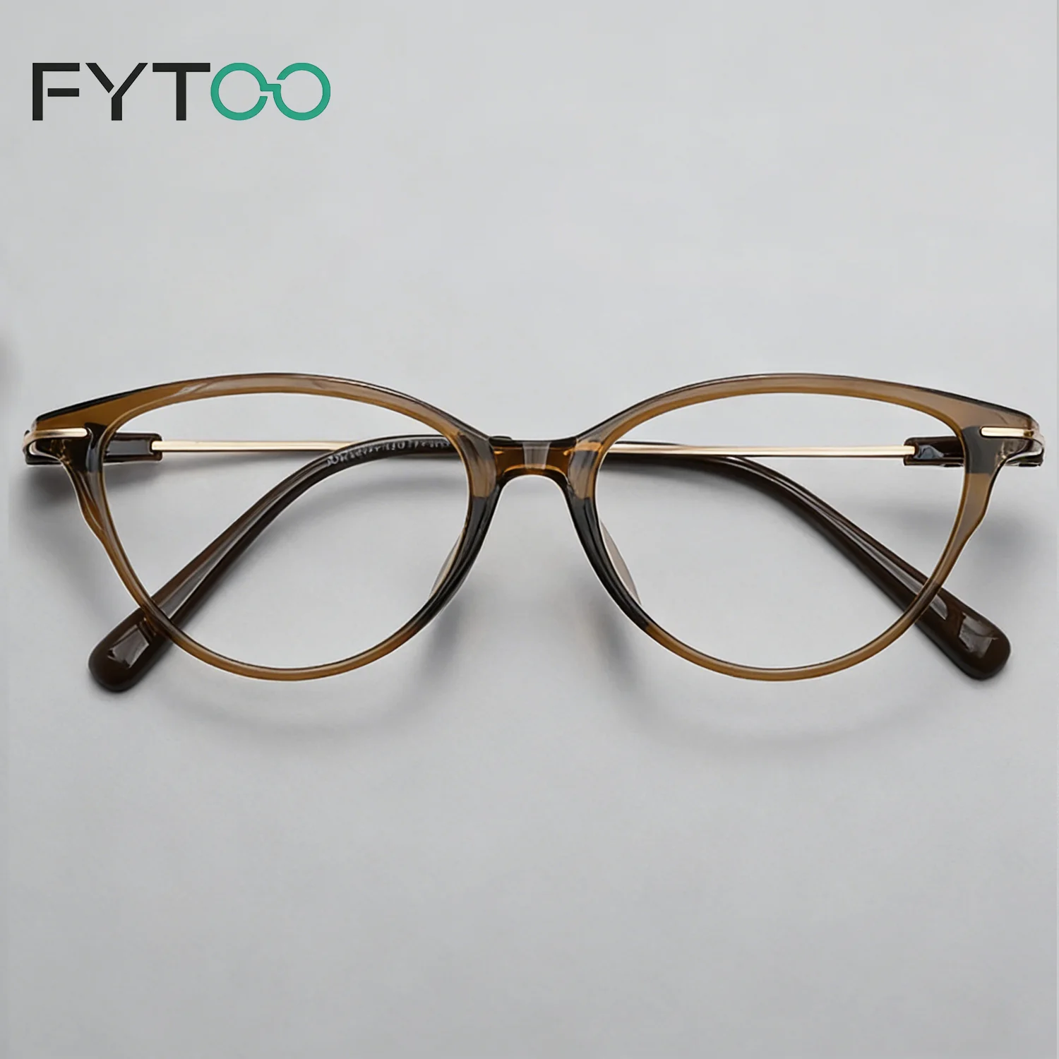 

FYTOO Vintage Модные очки «кошачий глаз»: стильная коричневая оправа для элегантных повседневных и офисных видов 38026C