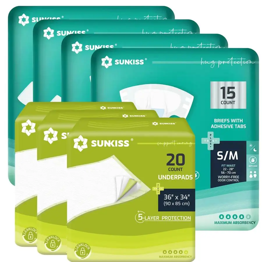 TrustPlus 36 x 34 Disposable Bed Pads amp TrustPlus Adult Diapers with Maximum Absorbency Small Medium,60 Count